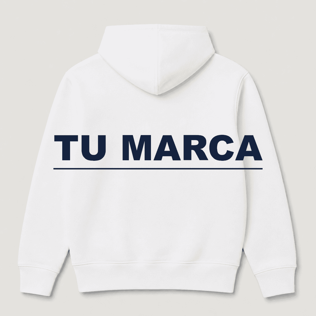 Tu Marca · Buzo Hoodie Blanco — dorso